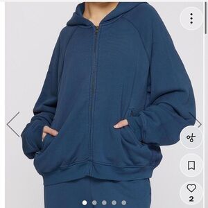 SKIMS Deep Blue Zip-Up Hoodie